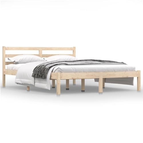 vidaXL Massivholzbett Bettgestell Bett Holzbett Doppelbett Bettrahmen Lattenrost Schlafzimmerbett Schlafzimmermöbel Kiefer 140x190cm