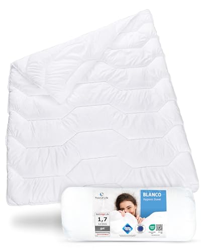Bettdecke 135x220 Blanco | Warme & Dicke Schlaf-Decke für den Winter | Ideale Hygiene für Allergiker | Große Winterdecke mit Feuchtigkeitsmanagement & hoher Atmungsaktivität | Blanket 135 x 220 cm