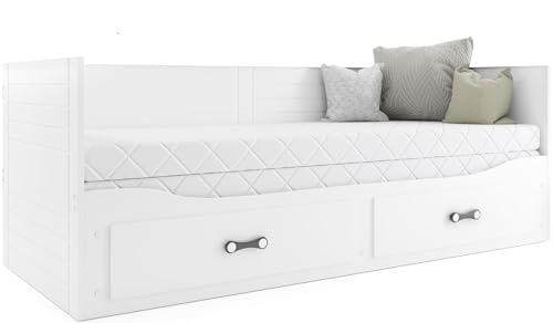 Interbeds Funktionsbett Tagesbett Hermes 200x80cm WEIß + Matratzen und Schubladen