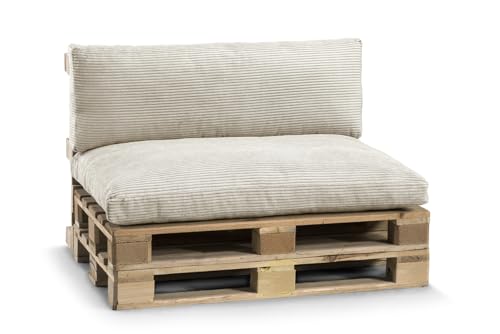 Gutekissen® Palettenkissen, Gartensofakissen, Sitzkissen, Rückenkissen, gefüllt mit Pulirethangranulateinlage, viele Farben und Größen PWL (Set (Sitzkissen 120x80 +Rückenlehne 120x40), Beige)