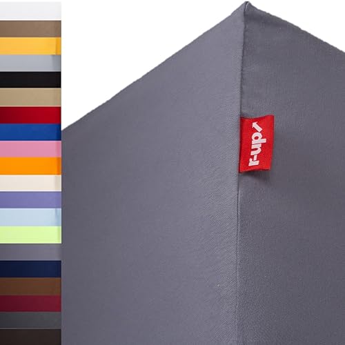 r-up Passt Spannbettlaken Doppelpack 180x200-200x220 bis 35cm Höhe viele Farben 100% Baumwolle 130g/m² Oeko-TEX stressfrei auch für hohe Matratzen (grau)