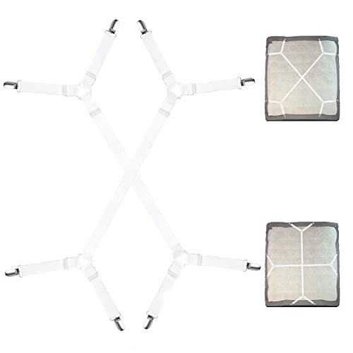 WINKIO Bettlakenspanner Verstellbar, 100-250cm Dreiecksspanner, Elastische Lakenspanner mit Metallclip für Faltenfreie Bettlaken, Matratze, Bügelbrett Sofa Topper (2 Stück)