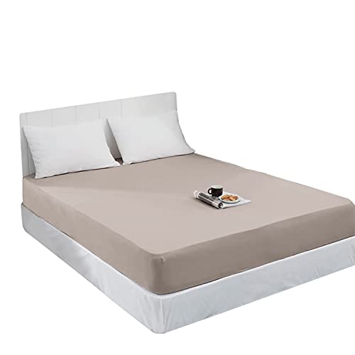Mixibaby Spannbettlaken Jersey Spannbetttuch 100% Baumwolle Bettlaken Spannbettuch Laken 28 Farben, Größe:120 x 200 cm, Farbe:Beige