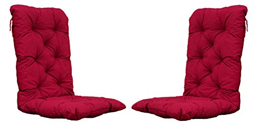 Ambientehome 2er Set Auflagen Sitzkissen Sitzpolster Hochlehner, 120x50x8 cm rot