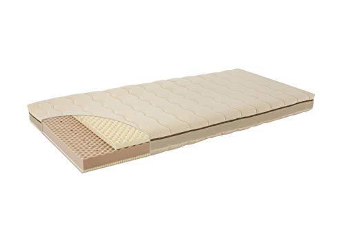 Träumeland T080273 Kind- & Jugendmatratze Naturstern 100 x 200 cm - Naturmatratze mit Bezug aus kbA-Baumwolle und hervorragendem Liegekomfort dank Naturlatex in innovativem Sandwichaufbau, mehrfarbig