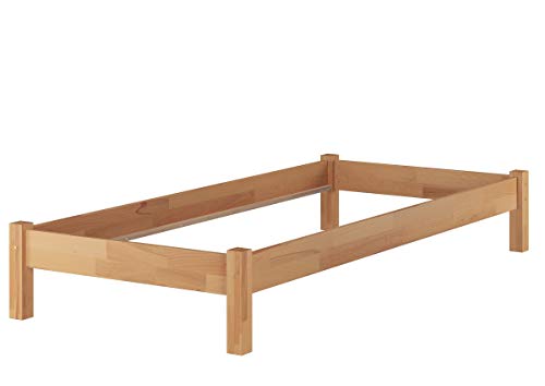 Erst-Holz Einzelbett 100x220 Überlänge Futon Gästebett Buche massiv Bettgestell ohne Zubehör 60.84-10-220 oR