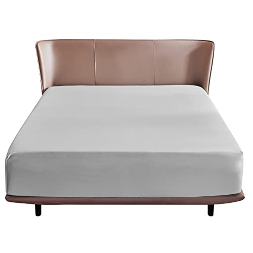 Bedsure Spannbettlaken 140x200cm Boxspringbett Topper - Mikrofaser Bettlaken 140x200 cm hellgrau für Matratze bis 30 cm hohe, weiches Spannbetttuch Leintuch