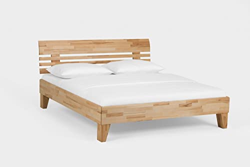 Massivholzbett Maen mit Kopfteil Bett Kernbuche geölt verschied. Größen DICO Schlafzimmer Doppelbett Einzelbett Bettgestell Holzbett robust Größe 160 x 190 cm