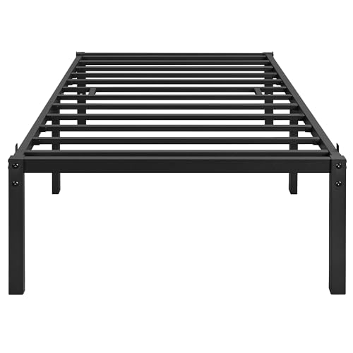 Yaheetech Bettrahmen 90 x 190 cm Metallbett Bettgestell aus Metall, Modern Jugendbett mit Lattenrost, Doppelbett Einzelbett Schwarz 41cm H