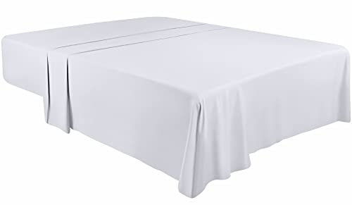Utopia Bedding - Bettlaken ohne Gummizug - Betttuch 167 x 243 cm - Laken für Bett 90 x 190 cm - Flaches Blatt weiche gebürstete Mikrofaser - Weiß