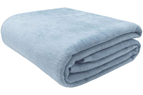 ZOLLNER Kuscheldecke flauschig in 150x200 cm - weiche und langlebige Sofadecke in hellblau - waschbar bis 40°C - Mischgewebe - mit elegantem Einfassband - Hotelqualität - Oeko Tex® Zertifiziert
