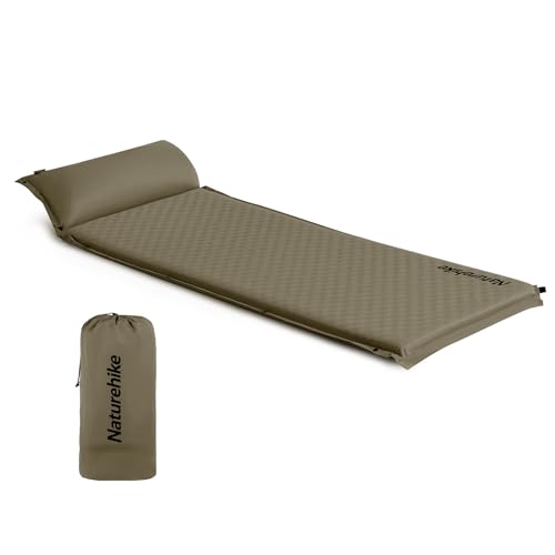 Naturehike Isomatte Selbstaufblasend mit Kopfkissen, Kombinierbare Doppel-Isomatte Ultraleichte Komfort Camping Matratze für Outdoor, Camping, Reisen - 6 cm Hoch (Army Green)