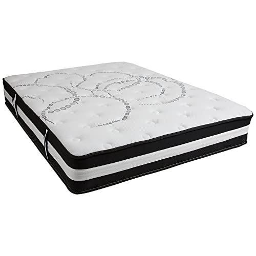 Flash Furniture Hybrid-Taschenfederkernmatratze – Mittelfeste Schaumstoff Matratze für erholsamen Schlaf – Hochwertige Matratze in Doppelgröße – 160 x 200 x 30 cm – Weiß
