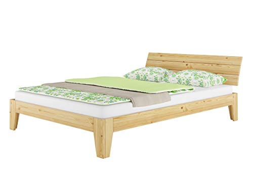 Erst-Holz Futonbett Kiefer massiv Doppelbett Ehebett Bettrahmen 140x220 Überlänge mit Rollrost 60.62-14-220