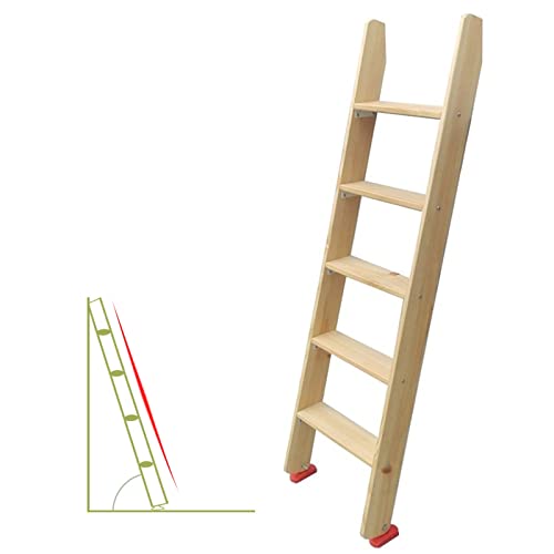ZJGFCB 60 Zoll 150 cm Holz Non -Slip -Bett -Leiter, Innenbett/Wohnheim RV Bett Holz -Stiefeleiter mit 5 Breiten Profil, Erwachsene ältere Kinder -Sicherheitsgeländer Leiter