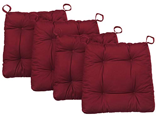 Traumnacht Stuhlkissen Premium 4er Set mit einem Baumwollbezug, 38 x 40 x 7 cm, rot, Öko-Tex zertifiziert, produziert nach deutschem Qualitätsstandard