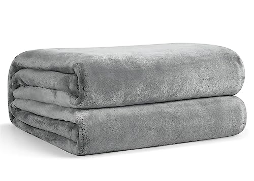 EHEYCIGA Kuscheldecke flauschig Grau, weiche warme Fleecedecke 130x165 als Decke Sofa, Wohndecke oder Couchdecke überwurf