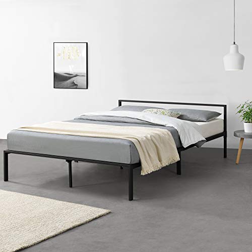 [en.casa] Metallbett 160x200 cm Minimalistisches Bettgestell Bett mit Lattenrost Stahl Schwarz