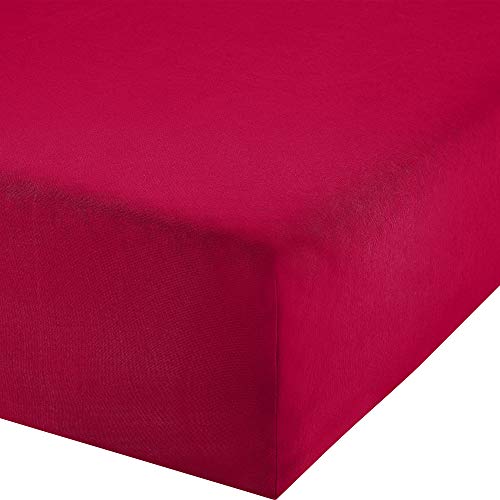 Erwin Müller Boxspringbett-Spannbettlaken Freising Elasthan-Jersey-Stretch rot Größe 120x200-130x220 cm- dehnbar, antipilling, bügelfrei, Rundumgummi (weitere Farben,Größen)