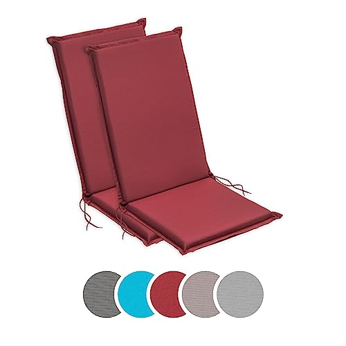 sleepling Hochlehner Auflagen, Gartenstuhlauflagen, Polster für Gartenmöbel, Made in EU, Ökotex, Eckbänder & Einstellband, Bezug der Kissen abnehmbar, 120 x 50 x 6 cm, Rot