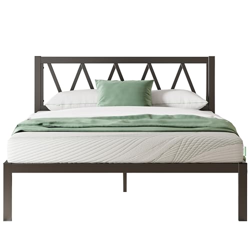 Novilla Metallbett 160x200 cm mit Lattenrost Metallrahmenbett Bettgestell mit Kopfteil-Design Ehebett Gästebett Schwarz