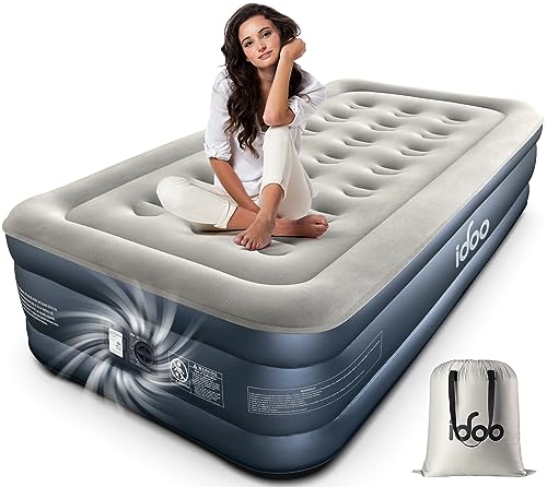 iDOO Einzel Luftmatratze, luftbett Selbstaufblasend 1 Person mit Integrierter Luftpumpe, Gästebett Schnelles Selbstaufblasbare und Luftablassen, Camping Aufblasbare Matratze 100x190x46cm, 250 kg Max