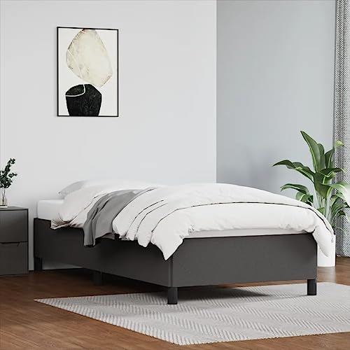 Hovothy Bettgestell Kunstleder 80x200 cm Bettrahmen Bett Moderne Stauraumbett Gepolsterter Plattformbettrahmen Einzelbett Jugendbett Grau