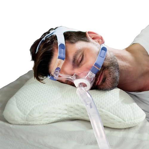Traumreiter CPAP Kissen für Seitenschläfer - Schlafapnoe Kopfkissen mit Memory Foam | 2 Härtegrade Mittelfest und Fest, geeignet für alle CPAP-Masken, Orthopädisches Nackenstützkissen