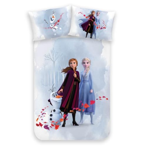 MTOnlinehandel Bettwäsche 100x135 40x60 Baumwolle · Flanell Biber Frozen Die Eiskönigin Babybettwäsche Kinderbettwäsche für Mädchen · 1 Kissenbezug 40x60 + 1 Bettbezug 100x135 cm - Anna & ELSA