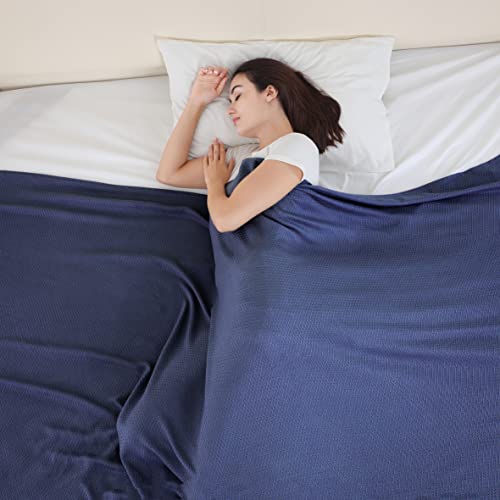 VHOME Sommerdecke - Bambus Decke für Erwachsene Kinder, Leichte Atmungsaktive Kühldecken kann Körper kühl halten für Nachtschweiß für Bett Sofa und überall Marine 150x200cm