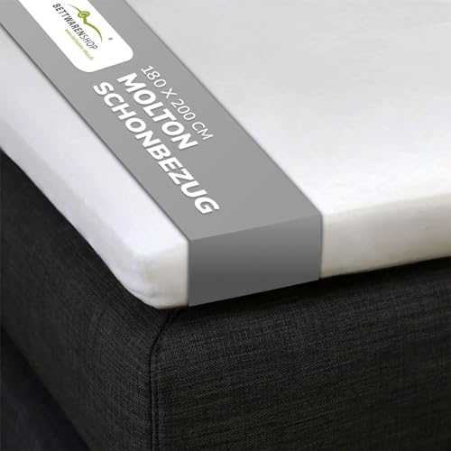 G BETTWARENSHOP – Molton Schonbezug für Matratzen-Topper – Spannbettlaken für Matratzen mit 4-10 cm Höhe – Matratzenschoner aus 100% Baumwolle – Matratzenauflage für Boxspringbett 180x200 cm