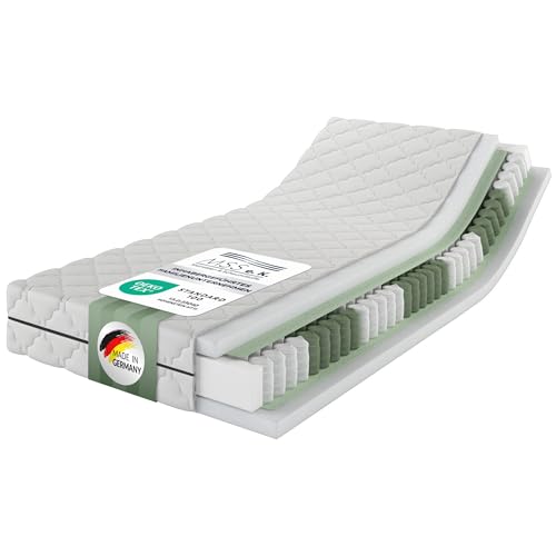 MSS e.K. Medic Taschenfederkernmatratze 100x220 x 20 cm (Kernhöhe 19 cm), 7-Zonen Federkernmatratze mit Komfortschaum und Microfaser-Bezug, Matratze für Kinder und Erwachsene, Härtegrad H3