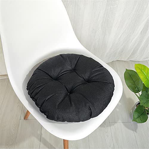 DOTBUY-SHOP Sitzkissen Rund, Einfarbig Sitzkissen Outdoor und Indoor, Widerstandsfähige & Robuste Stuhlkissen Kinder Komfortabel Sitzpolster für Garten, Büro (50x50cm,Schwarz)