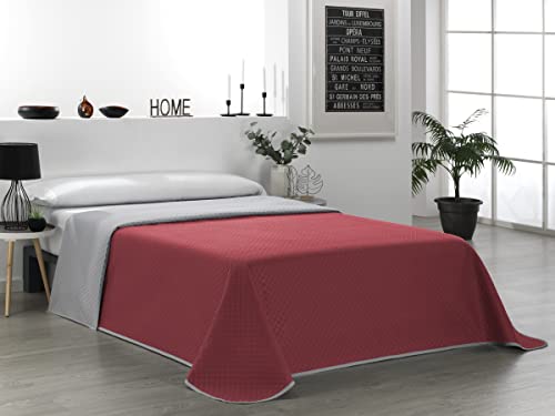 Martina Home Wendbare Tagesdecke, Rot, Grau, Bett 135