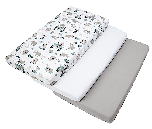 Medi Partners 3er-Set Spannbettlaken Spannbetttuch 60x120cm 100% Baumwolle Baby Bettwäsche Babymatratze Schlafsack Kinderbett Babybett