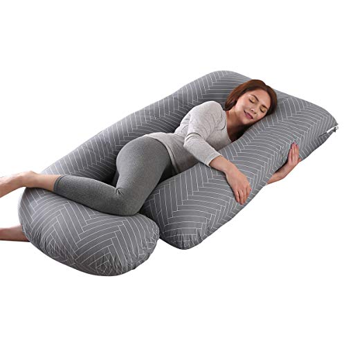 SHANNA Schwangerschaftskissen Seitenschläferkissen Stillkissen U Förmiges XXL Stützkissen 70 * 145CM Gross Körperkissen mit Abnehmbarem und Waschbarem Bezug, U-Form Pregnancy Body Pillow