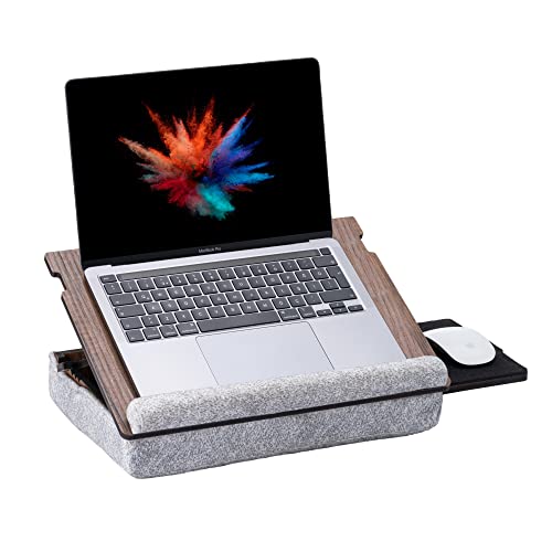 Vigo Wood Laptopkissen - Laptray mit Kissen, Laptop Tisch für Sofa, Lap Desk , Verstellbarer Ständer für Bett, , Tray (Walnuss)