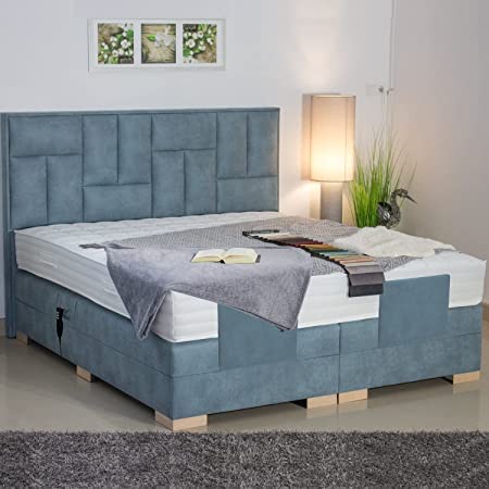 PAARA Boxspringbett Nevada GM | 10.000 Newton Motorleistung | Antirutsch-Matten | Royal-WS® Taschenfederkern Matratze mit GELAX® Topper Kern | Made in Germany (120 x 220 cm)