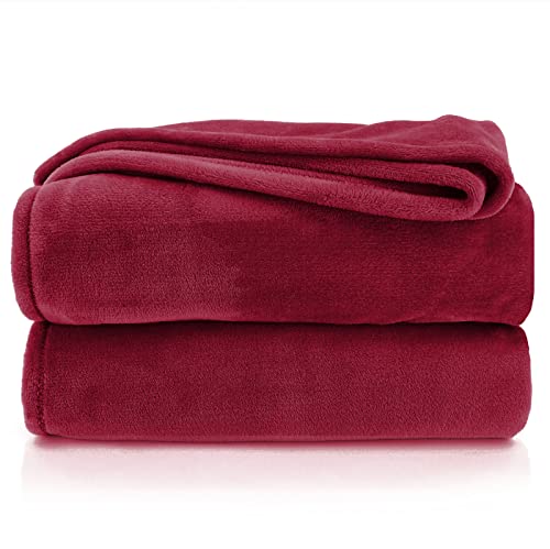 heimtexland Kuscheldecke flauschig Flanell Wohndecke warm Oekotex Tagesdecke Überwurf Sofadecke fusselfrei Fleecedecke Super Soft XL Decke 150x200 cm Typ380 Bordeaux weinrot