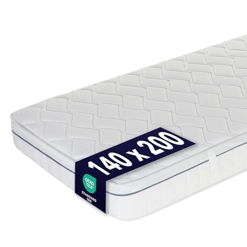 Ortho-Relax Matratze 140x200cm, 23cm hoch, Härtegrad H2, 100 Nächte Probeschlafen, 5-Zonen-Spezial-Komfortschaum-Matratze, Luftkanaltechnik & Klimaband für erhöhte Atmungsaktivität, Öko-Tex 100