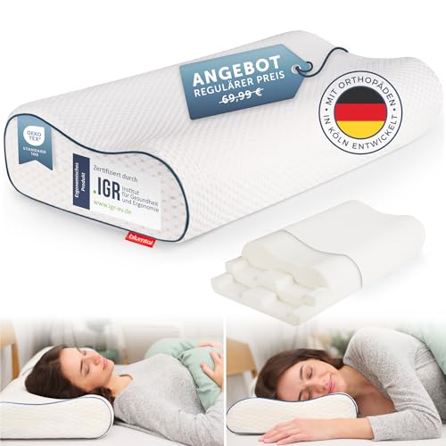 Blumtal Orthopädisches Nackenstützkissen aus Memory Foam - ergonomisches Kopfkissen mit individueller Höhenanpassung, Anti-Schnarch-Kissen für Seitenschläfer, Bauchschläfer & Rückenschläfer