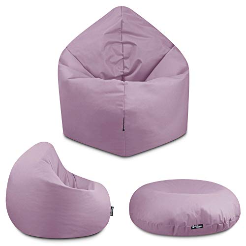 BuBiBag - 2in1 Sitzsack Bodenkissen - Outdoor Sitzsäcke Indoor Beanbag in 32 Farben und 4 Größen - Sitzkissen für Kinder und Erwachsene (Puderflieder-125 cm)