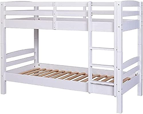 Inter Link – Etagenbett – Hochbett – Jugendbett - Rausfallschutz – Stockbett – Kinderbett – Mit 2 Lattenroste – Kiefer massivholz – Annika - Weiß lackiert – 90x200 cm