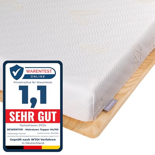 Newentor® Matratzen Topper 90x200cm H4 H5 Hart, Matratzentopper 90x200 Gel Boxspringbett Schlafsofa, Mattress Topper 90x200 Bett Gelschaum Bezug Kaltschaum 7CM Höhe