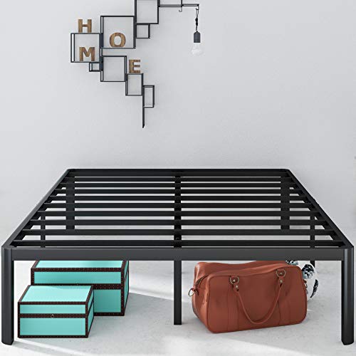 Zinus Korey 35,6 cm Platform Metall Bettrahmen mit Upholstered Headboard, Schwarz, 190 x 135 cm