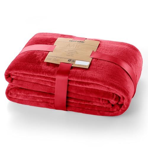 DecoKing Kuscheldecke 220x240 cm rot Decke Microfaser Tagesdecke Fleece weich sanft kuschelig red Mic