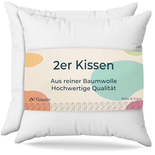 Kissen 45x45 Kopfkissen 2er Set Dekokissen für Bett und Sofa Innenkissen Hypoallergene Sofakissen Anti-Milben Weiche Zierkissen mit Kissenbezug Baumwolle und Polyest. Abnehmbar und Waschmaschinenfest