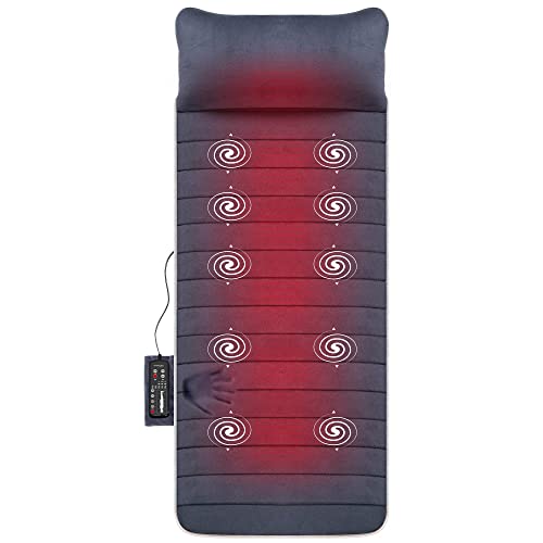Snailax Memory-Foam Massagematte mit Wärmefunktion, Vibration, 6 Therapieheizkissen,Ganzkörpermassagegerät zur Schmerzlinderung von Nacken, Rücken, Taille und Beinen,Geschenk