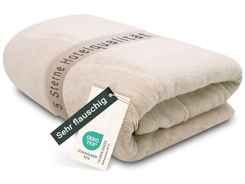 ZOLLNER Kuscheldecke flauschig XXL in 220x240 cm - super kuschelige und warme Sofadecke - waschbar bis 95°C - atmungsaktive Mikrofaser in beige - Hotelwäschequalität - Oeko Tex® Zertifiziert