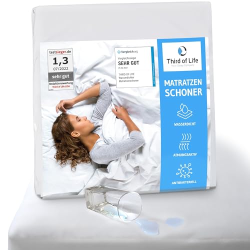 Matratzenschoner 140x200cm wasserdicht, Atmungsaktiver Matratzenbezug 140x200 cm, Anti-Milben Matratzenschutz, Wasserundurchlässige Matratzenauflage, Hygienischer Matratzen-Topper mit Rundumgummi